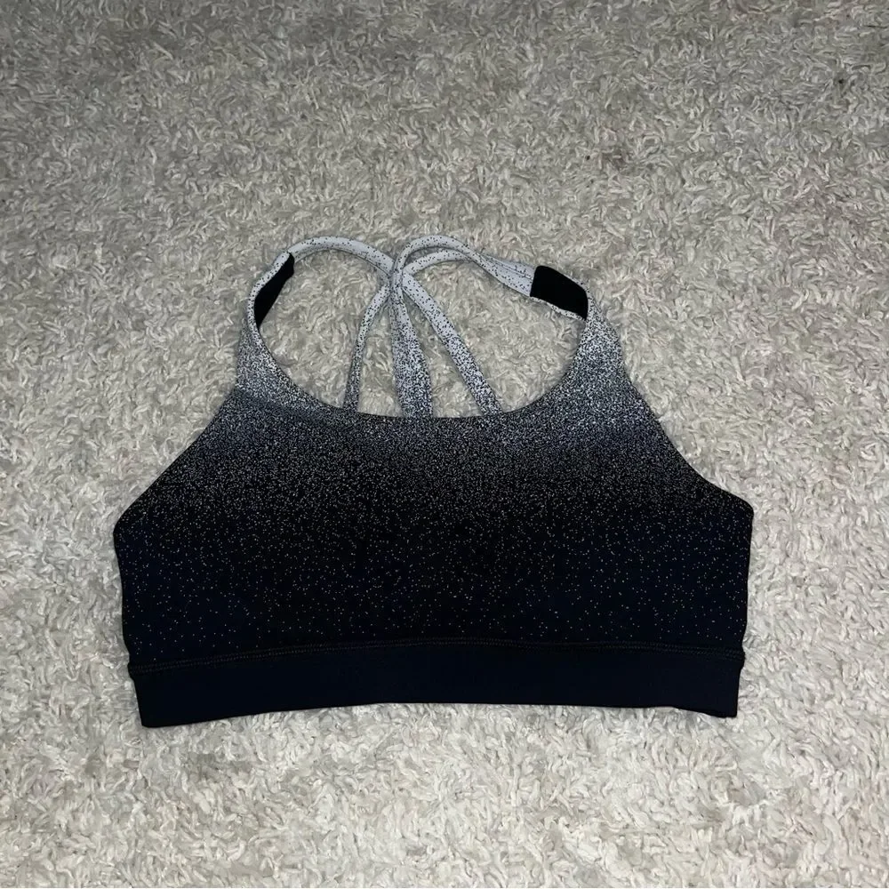 Lululemon Energy Bra Ombre Speckle Stop Jacuard EB White Black size 6
